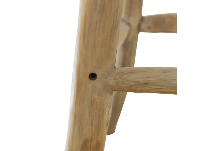 Tabouret de bar Cuir véritable et bois de teck solide