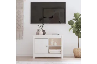 Meuble TV Blanc 70x36,5x52 cm Bois de pin massif
