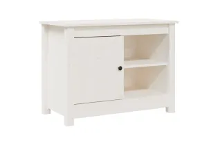 Meuble TV Blanc 70x36,5x52 cm Bois de pin massif 2