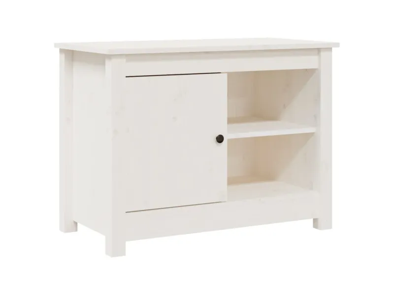 Meuble TV Blanc 70x36,5x52 cm Bois de pin massif