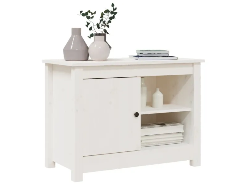 Meuble TV Blanc 70x36,5x52 cm Bois de pin massif