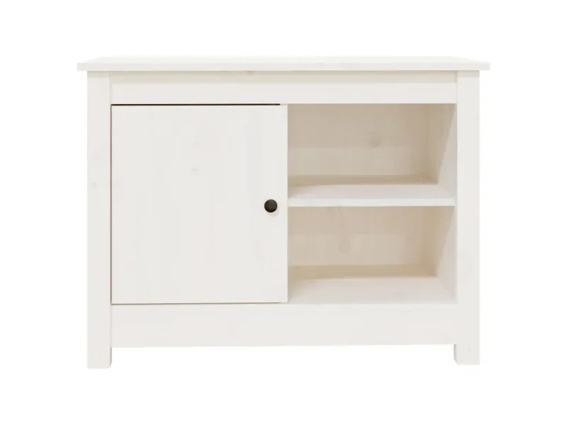 Meuble TV Blanc 70x36,5x52 cm Bois de pin massif