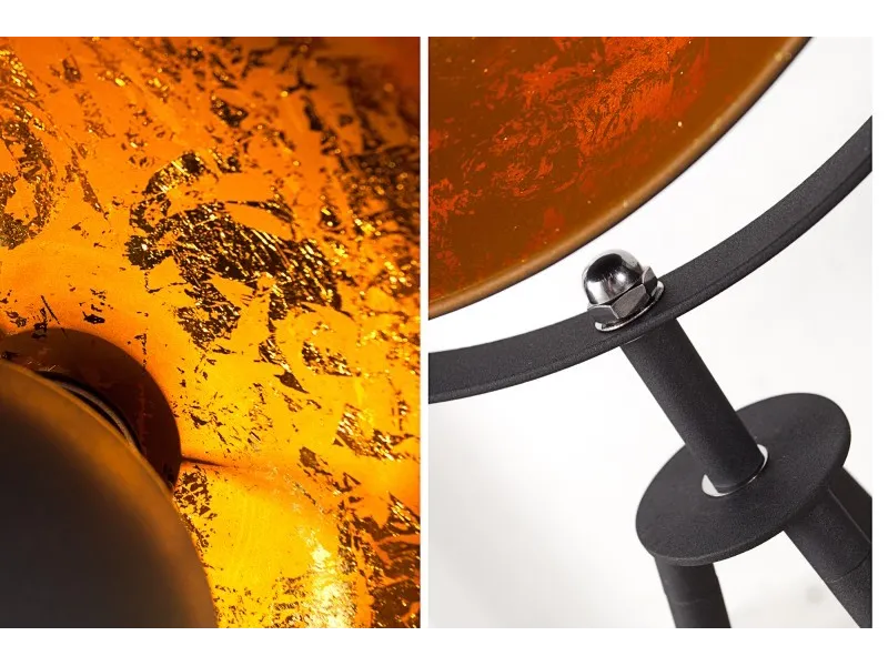 Lampadaire trépied design en acier inoxydable et en aluminium coloris noir et or