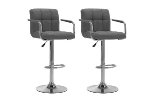 Chaises de bar lot de 2 gris clair tissu
