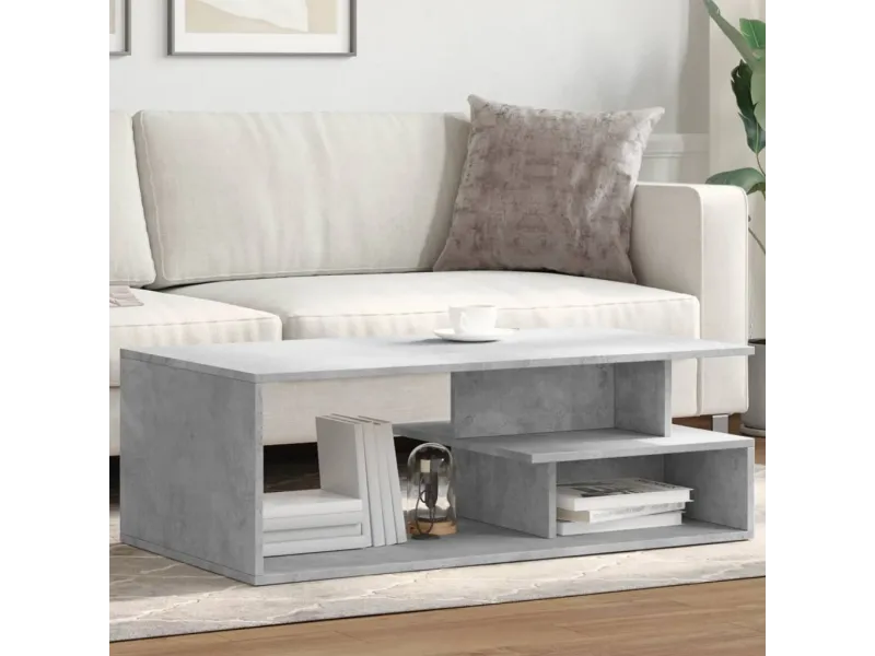 Table basse gris béton 102x55x35 cm bois d'ingénierie