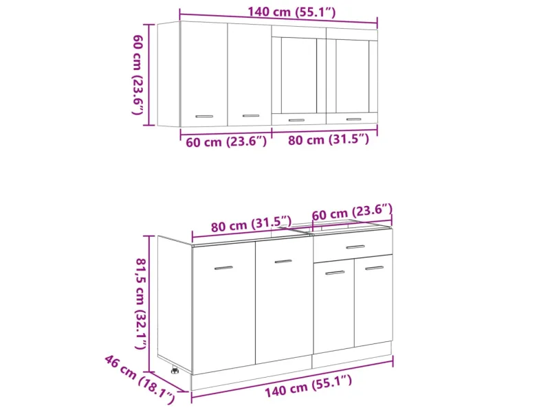 Ensemble d'armoires de cuisine 4 pcs chêne sonoma