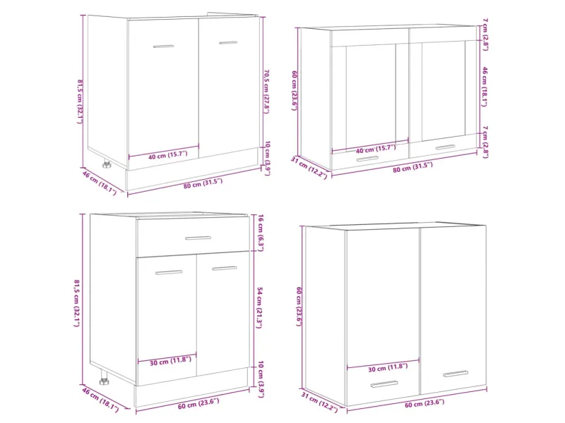 Ensemble d'armoires de cuisine 4 pcs chêne sonoma