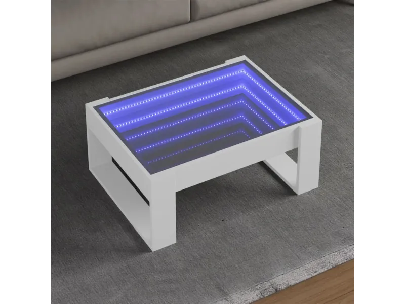 Table basse avec LED infini blanc 70x53x30 cm
