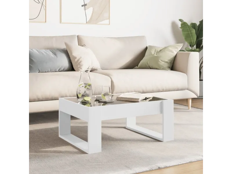 Table basse avec LED infini blanc 70x53x30 cm