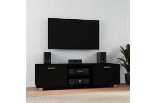 Meuble TV Noir 140x40,5x35 cm Bois d'ingénierie