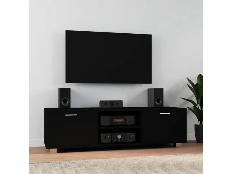 Meuble TV Noir 140x40,5x35 cm Bois d'ingénierie