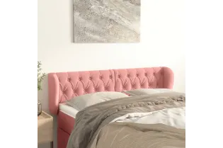 Tête de lit avec oreilles Rose 147x23x78/88 cm Velours