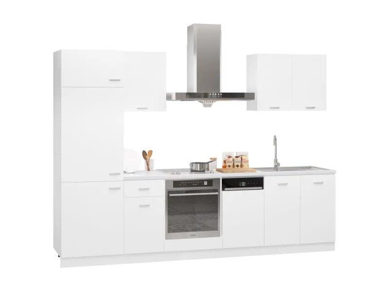 Ensemble de meubles de cuisine 7 pcs Blanc Aggloméré