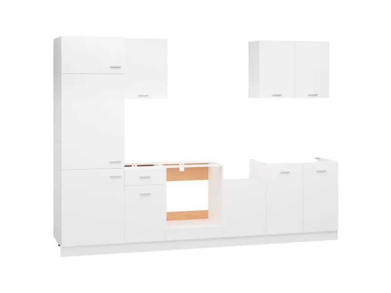 Ensemble de meubles de cuisine 7 pcs Blanc Aggloméré