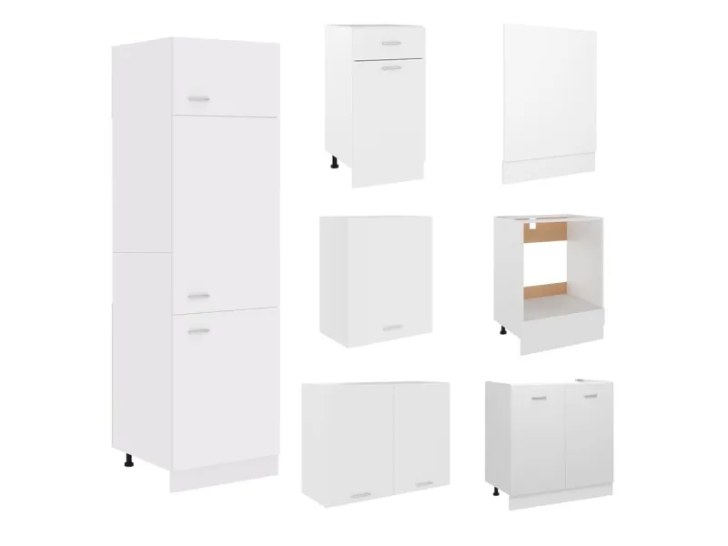 Ensemble de meubles de cuisine 7 pcs Blanc Aggloméré