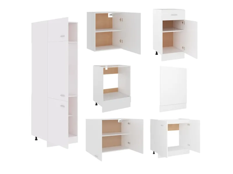 Ensemble de meubles de cuisine 7 pcs Blanc Aggloméré