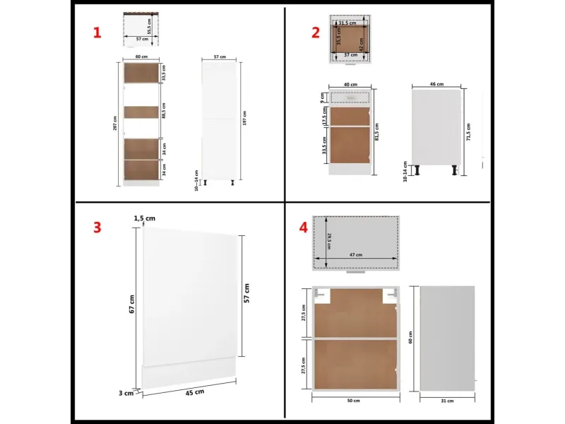 Ensemble de meubles de cuisine 7 pcs Blanc Aggloméré