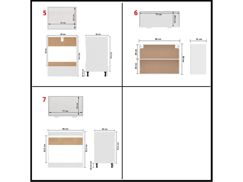 Ensemble de meubles de cuisine 7 pcs Blanc Aggloméré