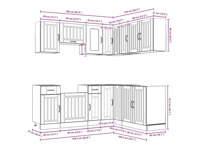Ensemble d'armoires de cuisine 11 pcs Kalmar bois d'ingénierie