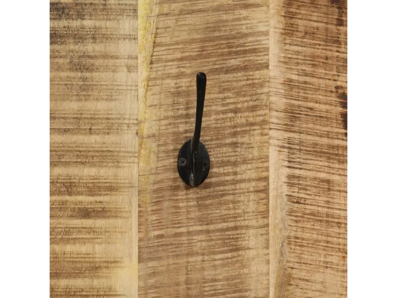 Porte-manteau mural 2 pcs Bois de manguier massif 36x110x3 cm