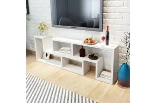 Meuble TV double en forme de L Blanc