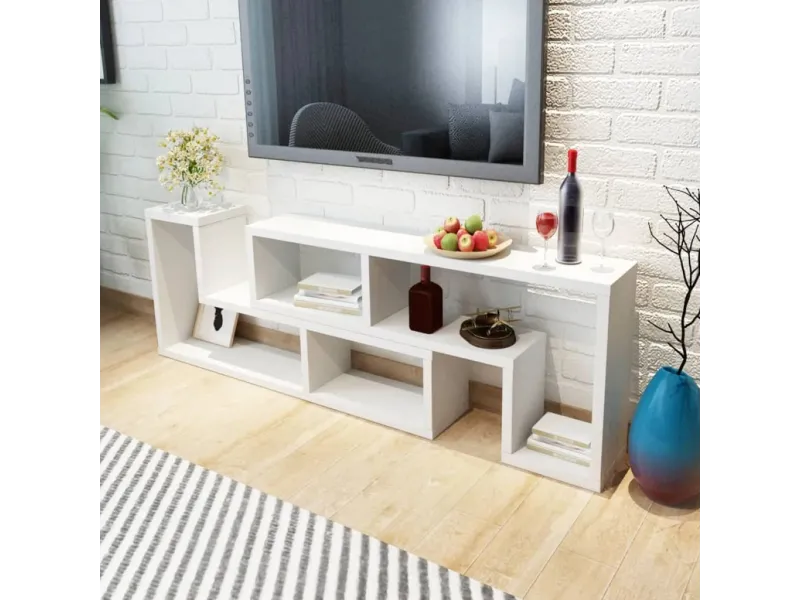 Meuble TV double en forme de L Blanc