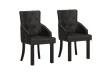 Chaises à manger lot de 2 noir cuir de chèvre véritable