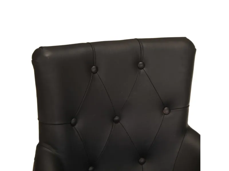 Chaises à manger lot de 2 noir cuir de chèvre véritable