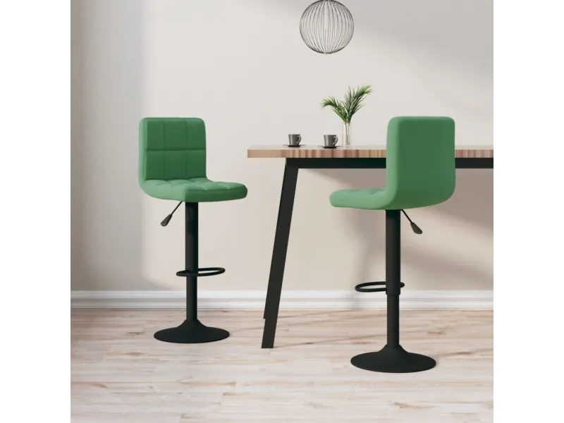 Tabourets de bar lot de 2 vert foncé velours