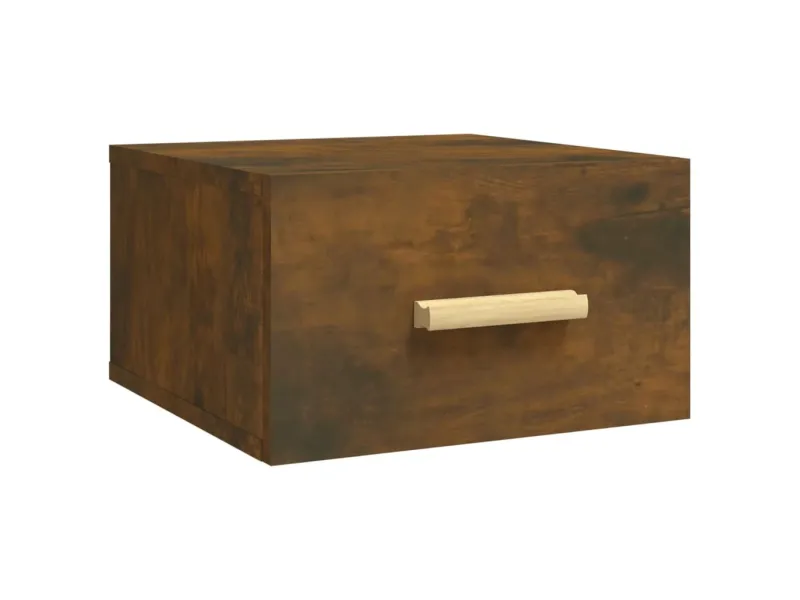 Table de chevet murale chêne fumé 35x35x20 cm