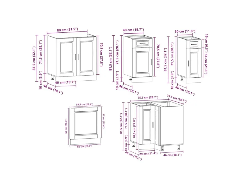 Ensemble d'armoires de cuisine 11 pcs Porto bois d'ingénierie