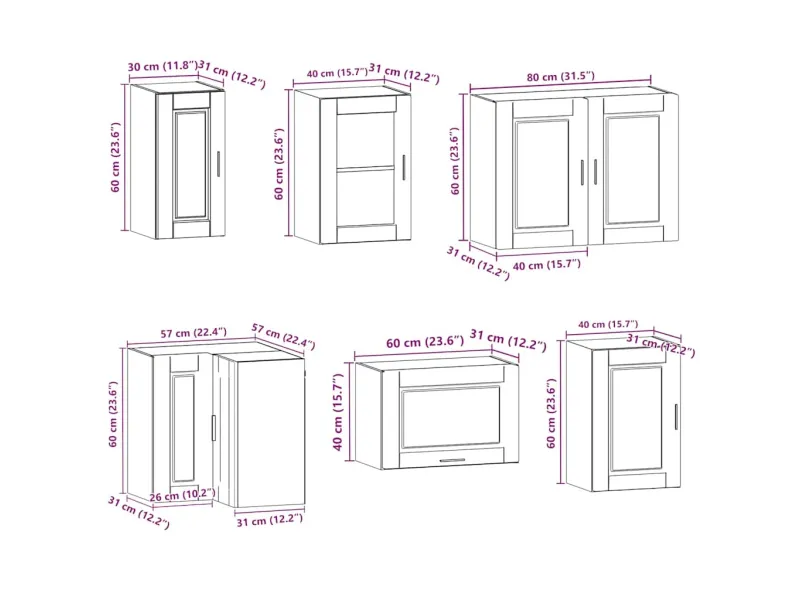 Ensemble d'armoires de cuisine 11 pcs Porto bois d'ingénierie