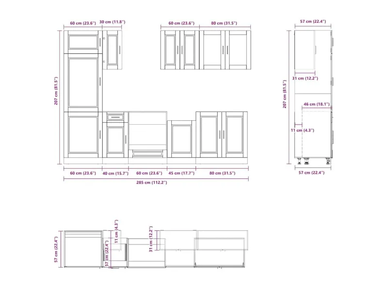 Ensemble d'armoires de cuisine 8 pcs Kalmar bois d'ingénierie