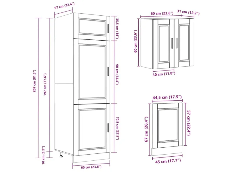 Ensemble d'armoires de cuisine 8 pcs Kalmar bois d'ingénierie