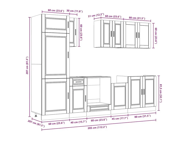 Ensemble d'armoires de cuisine 8 pcs Kalmar bois d'ingénierie