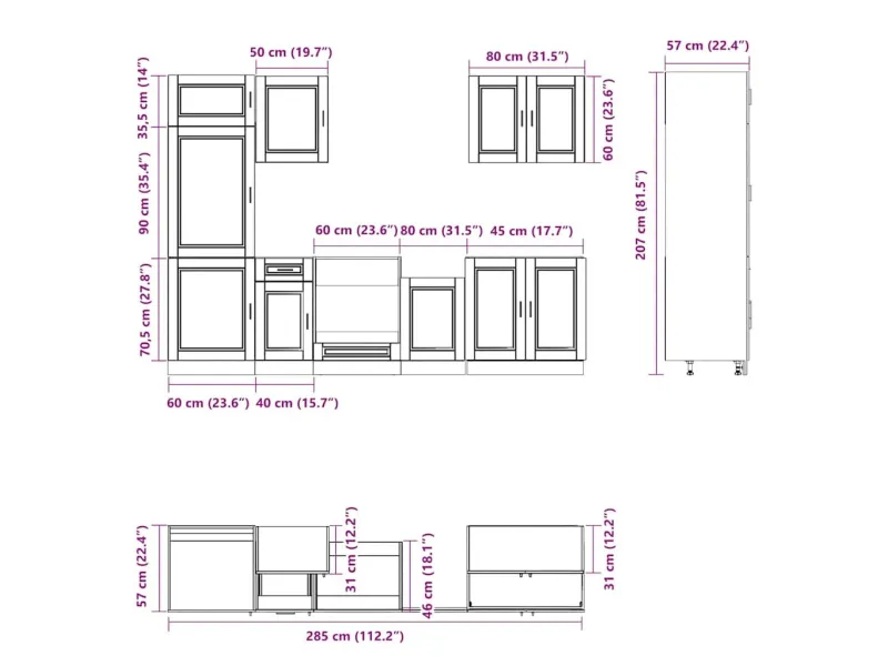 Ensemble d'armoires de cuisine 7 pcs Kalmar bois d'ingénierie