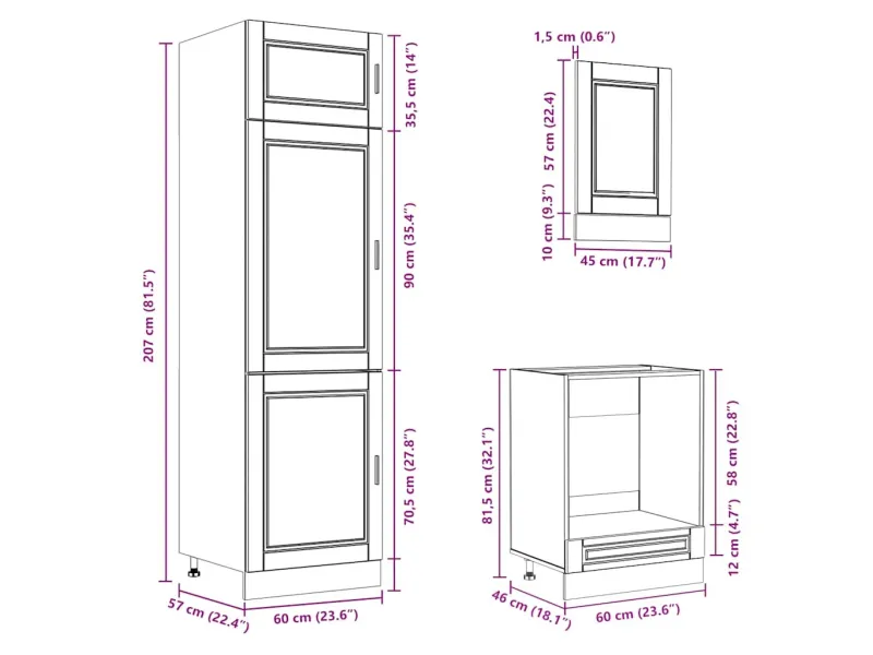 Ensemble d'armoires de cuisine 7 pcs Kalmar bois d'ingénierie