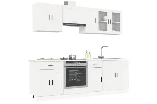 Ensemble d'armoires de cuisine 8 pcs Kalmar blanc brillant