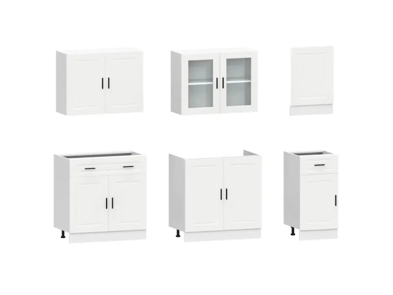 Ensemble d'armoires cuisine 7pcs Kalmar blanc bois d'ingénierie