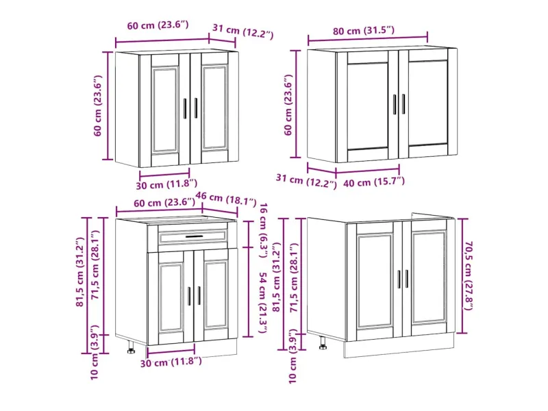 Ensemble d'armoires de cuisine 4 pcs Kalmar bois d'ingénierie