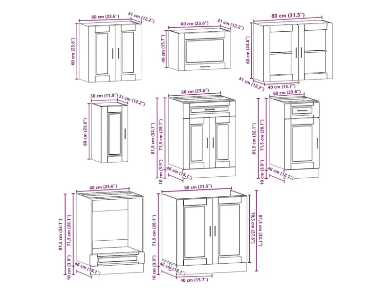 Ensemble d'armoires de cuisine 8 pcs Kalmar bois d'ingénierie