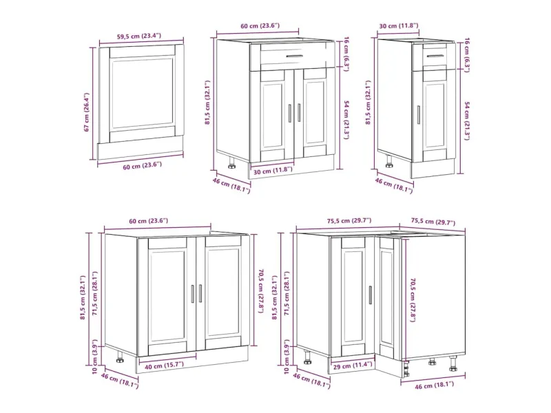 Ensemble d'armoires de cuisine 11 pcs Porto bois d'ingénierie