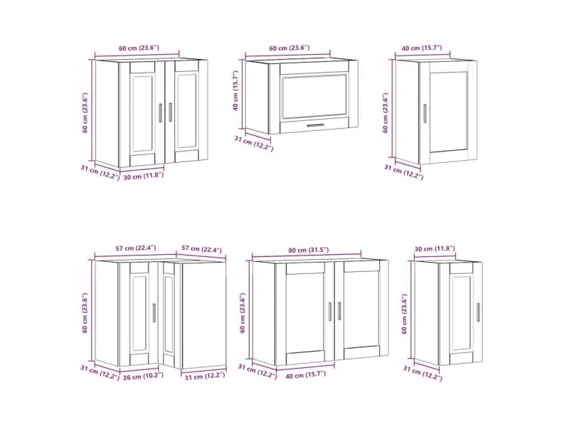 Ensemble d'armoires de cuisine 11 pcs Porto bois d'ingénierie