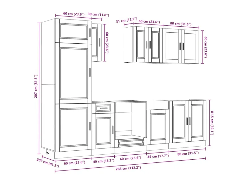 Ensemble d'armoires de cuisine 8 pcs Kalmar bois d'ingénierie