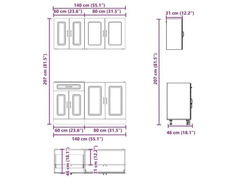 Ensemble d'armoires de cuisine 4 pcs Kalmar bois d'ingénierie