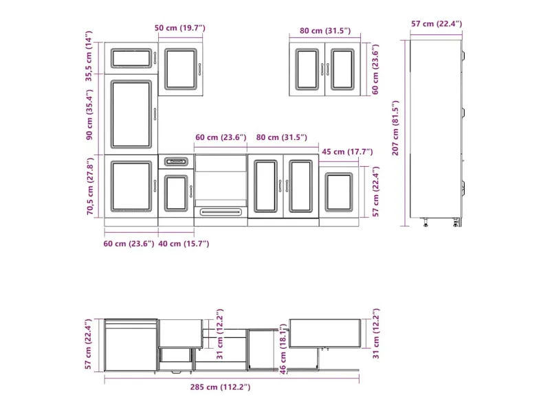 Ensemble d'armoires de cuisine 7 pcs Kalmar bois d'ingénierie