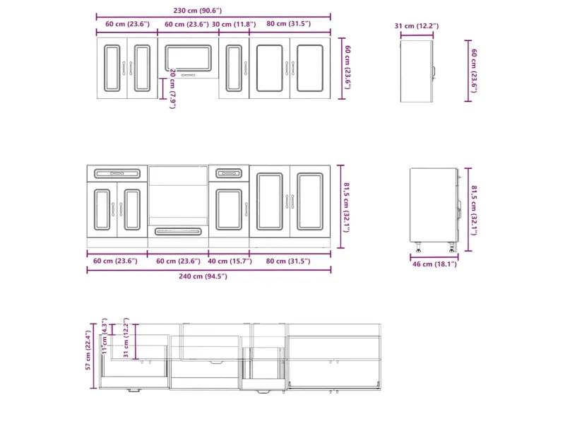 Ensemble d'armoires de cuisine 8 pcs Kalmar bois d'ingénierie