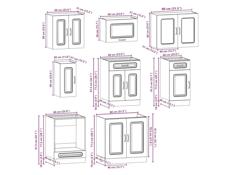 Ensemble d'armoires de cuisine 8 pcs Kalmar bois d'ingénierie