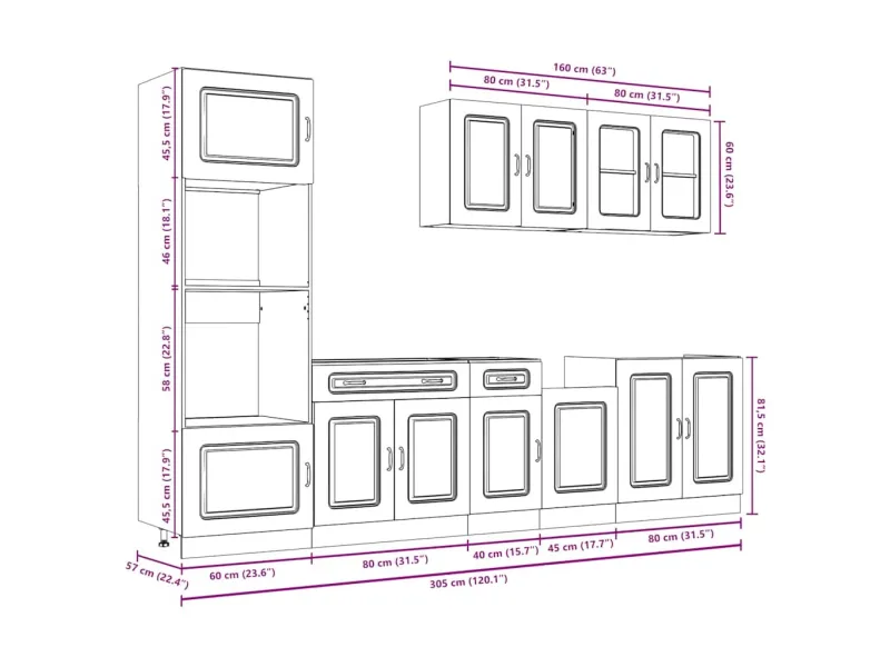 Ensemble d'armoires de cuisine 7 pcs Kalmar bois d'ingénierie
