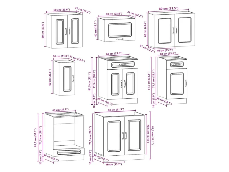 Ensemble d'armoires de cuisine 8 pcs Kalmar bois d'ingénierie